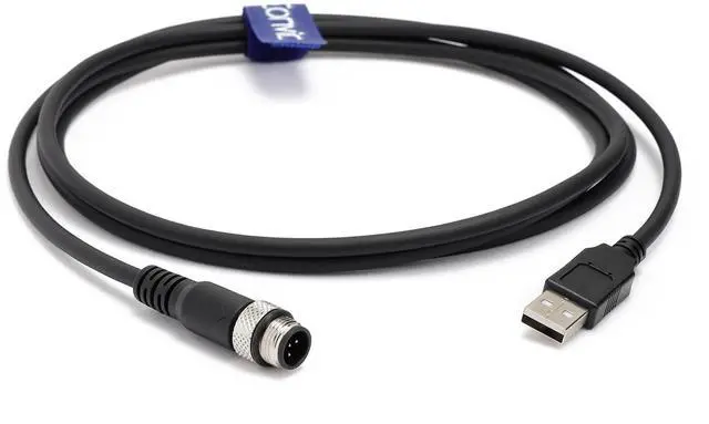 Alt view image 5 of 5 - Eonvic Industrial M12 5 Pin A Code Male to USB 2.0 Male Data Connection Cable High Flex Shielded Moulded IP67 Waterproof Cable 5M