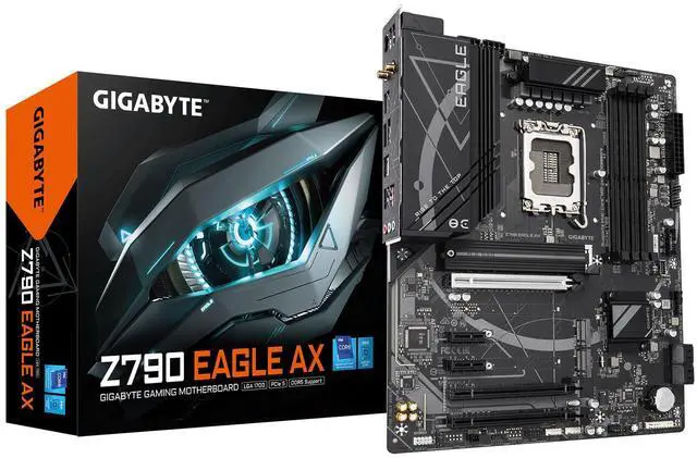 Main image of Gigabyte Z790 EAGLE AX Intel 1700 Socket Motherboard, ATX, 4x DDR5 Slots, 3x M.2 Sockets, 2x USB-C Port, Fitted I/O Shield, 2.5GbE LAN, Wi-Fi 6E, 1x DisplayPort / 1x HDMI Port