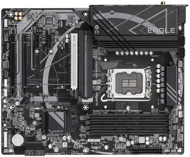 Alt view image 4 of 5 - Gigabyte Z790 EAGLE AX Intel 1700 Socket Motherboard, ATX, 4x DDR5 Slots, 3x M.2 Sockets, 2x USB-C Port, Fitted I/O Shield, 2.5GbE LAN, Wi-Fi 6E, 1x DisplayPort / 1x HDMI Port