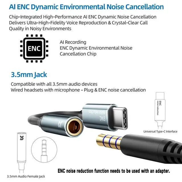 Alt view image 4 of 5 - Wired Earbuds Super Bass Noise-Canceling in-Ear Headphones With ENC Mic