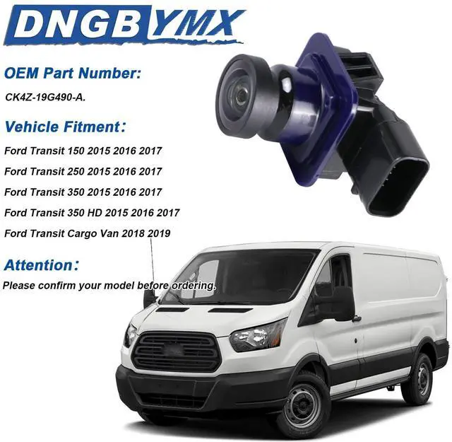 Alt view image 2 of 5 - Dngbymx Rear View Backup Camera Compatible with Ford Transit 150 250 350 350HD 2015 2016 2017 Transit Cargo Van 2018 2019 Replace# CK4Z-19G490-A