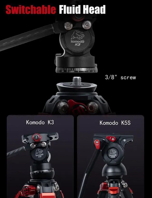 Alt view image 4 of 5 - IFOOTAGE Gazelle TC3B+Komodo K3 Carbon Camera Tripod with Fluid Head,Portable Travel Tripod,for Professional Photography, Content Creation, Vlogging and Video Production
