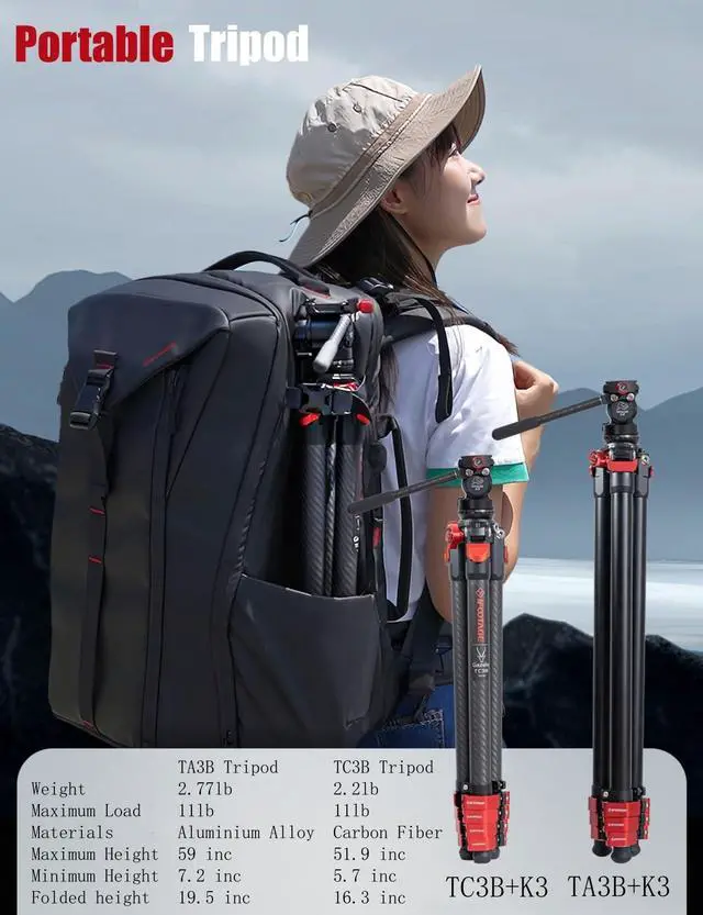 Alt view image 5 of 5 - IFOOTAGE Gazelle TC3B+Komodo K3 Carbon Camera Tripod with Fluid Head,Portable Travel Tripod,for Professional Photography, Content Creation, Vlogging and Video Production