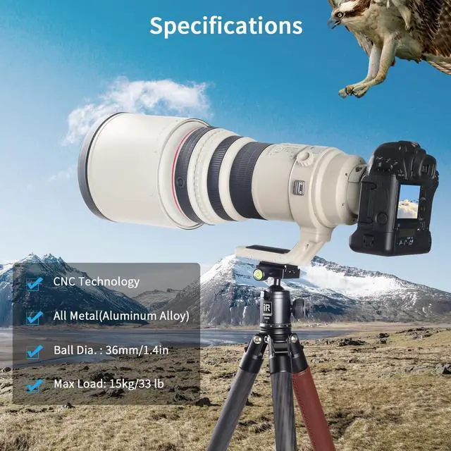 Alt view image 2 of 5 - Tripod Ball Head, Camera Tirpod Ball Head Mount 36MM Diameter Ball INNOREL B36N All Metal CNC Panorama Ballhead 1/4" Screw 3/8" Hole for DSLR Camera Camcorder Tripod Monopod Slider (B36N)