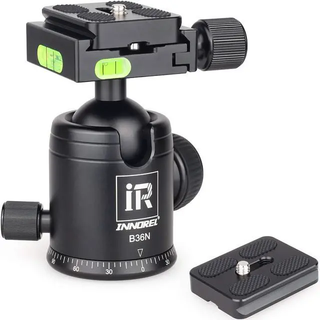 Main image of Tripod Ball Head, Camera Tirpod Ball Head Mount 36MM Diameter Ball INNOREL B36N All Metal CNC Panorama Ballhead 1/4" Screw 3/8" Hole for DSLR Camera Camcorder Tripod Monopod Slider (B36N)