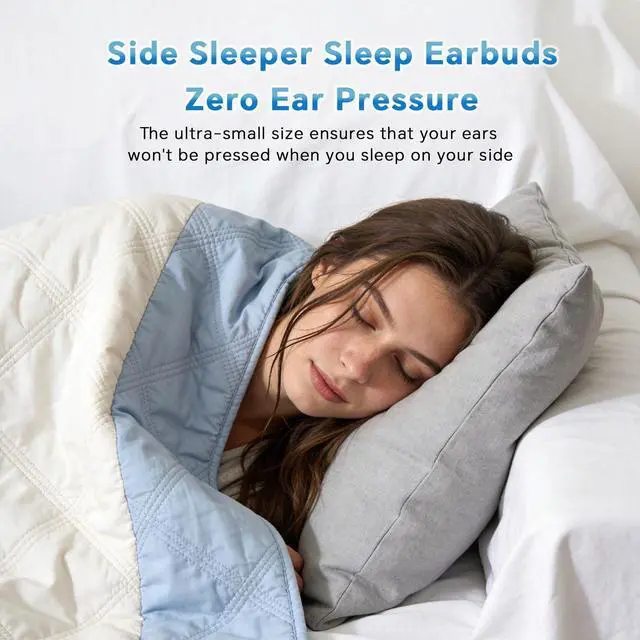 Alt view image 3 of 5 - Xmenha Flat Sleep Earbuds Sleeping Ear Buds Headphones for Side Sleepers Comfortable Discreet Invisible Mini Small Tiny Noise Cancelling Earbuds Sleepinig on Side Wireless Bluetooth Earphones