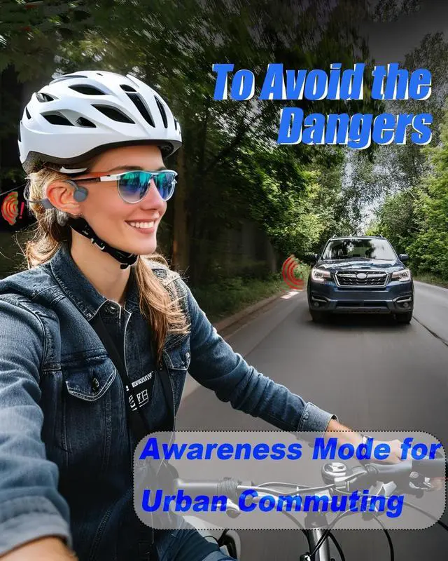 Alt view image 5 of 5 - YouthWhisper Bone Conduction Headphones IP67 Waterproof Wireless Bluetooth 5.2 Headset w/Dual CVC8.0 Noise-Canceling Mics Soft Silicone Sport Earphones for Running/Gym/Calls