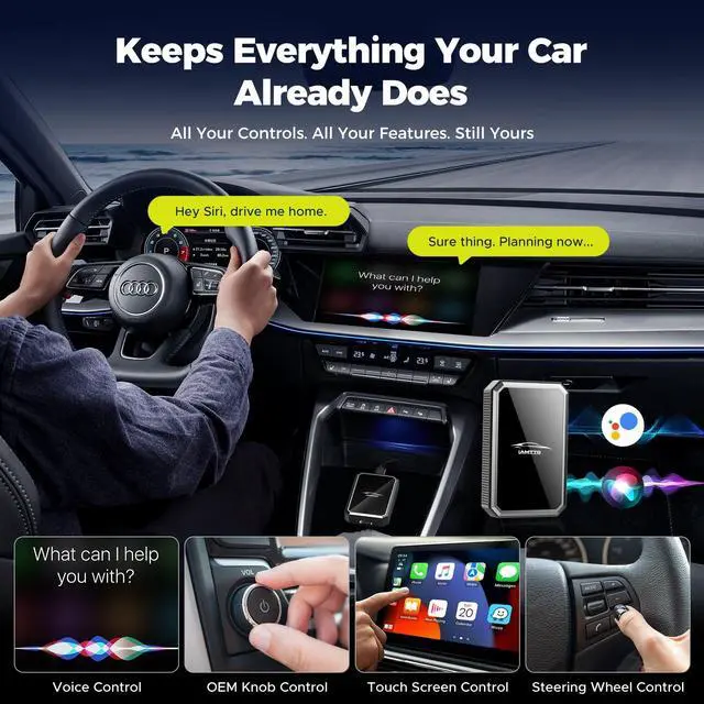 Alt view image 4 of 5 - LAMTTO 2-in-1 Car TV Mate Pro Wireless CarPlay Adapter with HD Media Port Input for TV Stick, Switch to Watch on Car Screen Compatible with Wired CarPlay Touchscreen Cars2016-2025