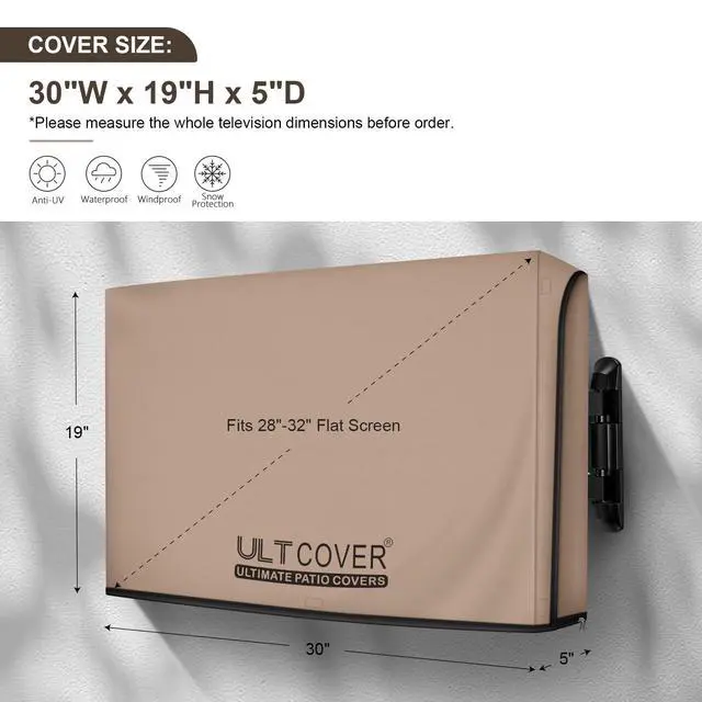 Alt view image 2 of 5 - ULTCOVER Waterproof Outdoor TV Cover with Clear Front Flap for 28-32 inch Outside Flat Screen Televisions