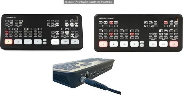 Alt view image 2 of 5 - Threaded Lock AC Adapter Compatible with Blackmagic Design ATEM Mini Pro and ATEM Mini Pro ISO