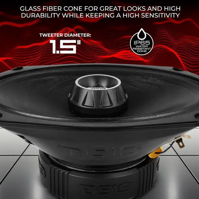 Alt view image 3 of 5 - DS18 PRO-ZT Pro Audio Coaxial Midrange Speakers with Built-in Bullet Tweeter, 4-Ohms, Water Resistant - Black Metal Mesh Grill Included (1 Speaker) (6x9 inches)