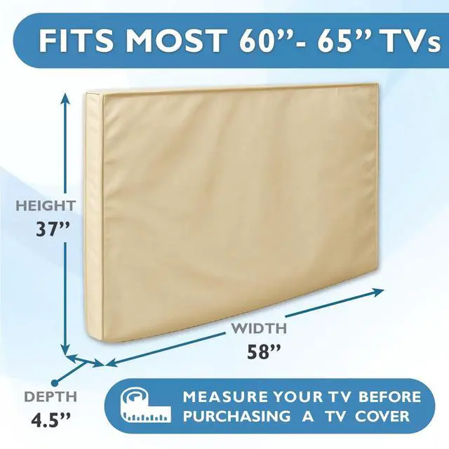 Alt view image 2 of 5 - Outdoor TV Cover 60-65 inch - WITH FRONT FLAP - Weatherproof, Waterproof protection, Soft Interior, With Bottom cover - Beige
