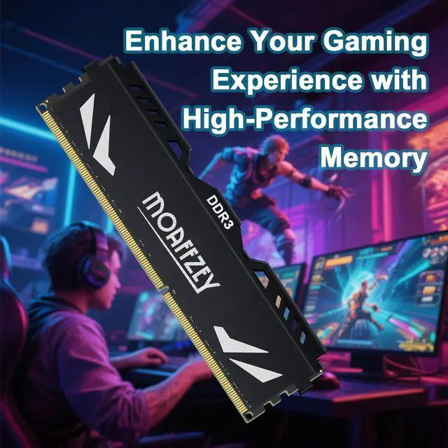 Alt view image 3 of 5 - Moaffzey 8GB DDR3 RAM 1600MHz PC3-12800 CL11 Desktop Computer Memory, 240-Pin 1.5V 2Rx8 Dual Rank Non-ECC Unbuffered PC Computer RAM Stick Upgrade - Black