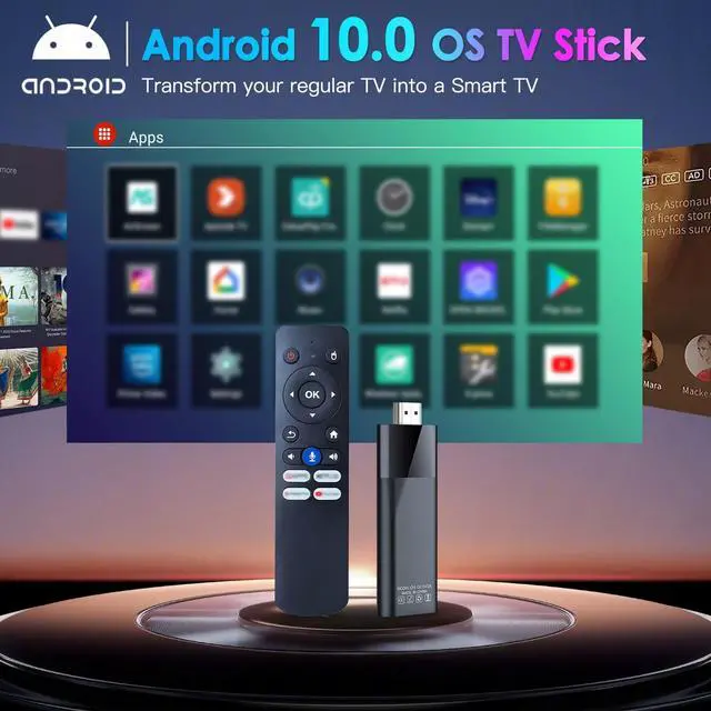 Alt view image 2 of 5 - BL Android TV Stick 4K, 2026 Android TV Stick 10.0 2GB RAM 16GB ROM, H313 CPU Supports 2.4G/5G Wi-Fi Bluetooth 5.0 USB HDR10 with Bluetooth Voice Remote Control
