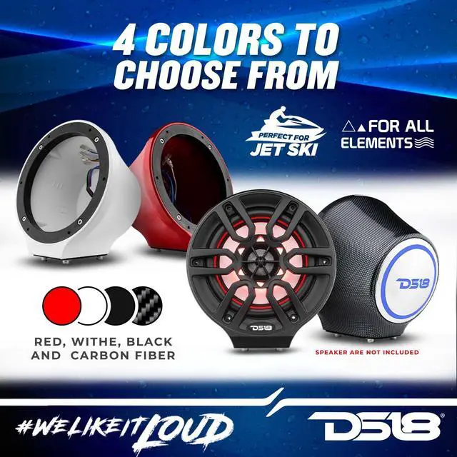Alt view image 2 of 5 - DS18 NXL-JS6/WH White Flat Mount Speaker POD Universal Enclosure 6.5" - for All Elements Jet SKI, Marine, Jeep & UTV/ATV - Pair (NO Speaker)