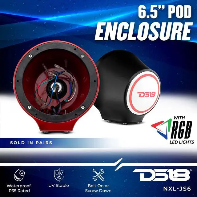 Alt view image 3 of 5 - DS18 NXL-JS6/WH White Flat Mount Speaker POD Universal Enclosure 6.5" - for All Elements Jet SKI, Marine, Jeep & UTV/ATV - Pair (NO Speaker)