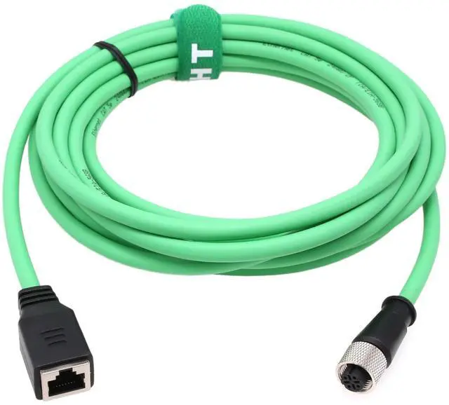 Main image of HangTon Ethernet Network Adapter Cable M12 4 Pin D Code to RJ45 Jack Cat5e for SICK Keyence IV2 SR-1000 Barcode Reader Datalogic Scanner Matrix 210N 300N 450 DS5110 2m, Green