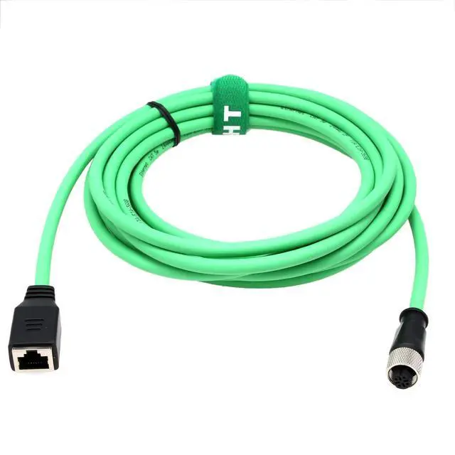 Alt view image 2 of 5 - HangTon Ethernet Network Adapter Cable M12 4 Pin D Code to RJ45 Jack Cat5e for SICK Keyence IV2 SR-1000 Barcode Reader Datalogic Scanner Matrix 210N 300N 450 DS5110 2m, Green