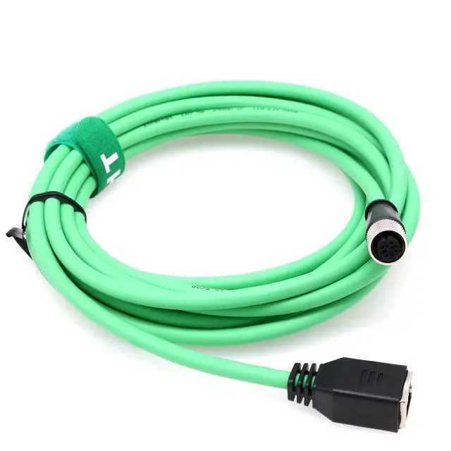 Alt view image 3 of 5 - HangTon Ethernet Network Adapter Cable M12 4 Pin D Code to RJ45 Jack Cat5e for SICK Keyence IV2 SR-1000 Barcode Reader Datalogic Scanner Matrix 210N 300N 450 DS5110 2m, Green