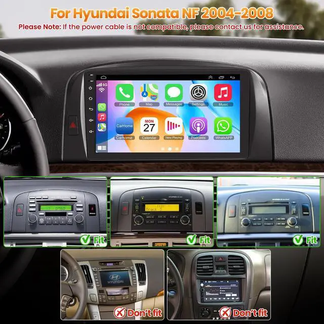Alt view image 2 of 5 - 4+64GB Car Radio for Hyundai Sonata NF Radio 2004-2008, Android 13 Car Stereo with Wireless Carplay & Android Auto Voice Control Bluetooth/WiFi/GPS/FM/DSP/SWC Backup Camera