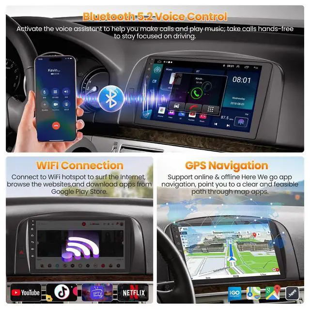 Alt view image 4 of 5 - 4+64GB Car Radio for Hyundai Sonata NF Radio 2004-2008, Android 13 Car Stereo with Wireless Carplay & Android Auto Voice Control Bluetooth/WiFi/GPS/FM/DSP/SWC Backup Camera