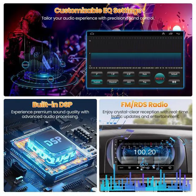 Alt view image 5 of 5 - 4+64GB Car Radio for Hyundai Sonata NF Radio 2004-2008, Android 13 Car Stereo with Wireless Carplay & Android Auto Voice Control Bluetooth/WiFi/GPS/FM/DSP/SWC Backup Camera