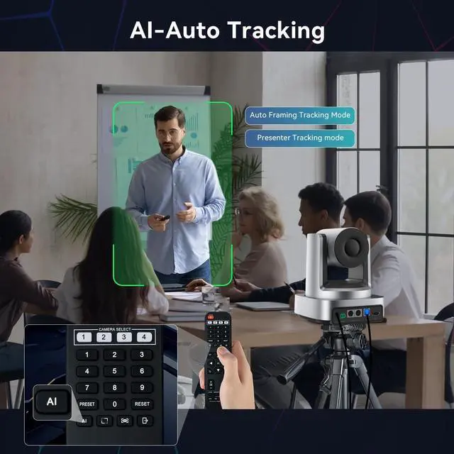 Alt view image 4 of 5 - 4K PTZ Camera AI Auto Tracking 3X Optical Zoom 92 Wide View Angle,USB 3.0 and HDMI Conference room Camera 4K Work with Zoom OBS Teams YouTube,Facebook for for Church, Worship, Education, Conferences