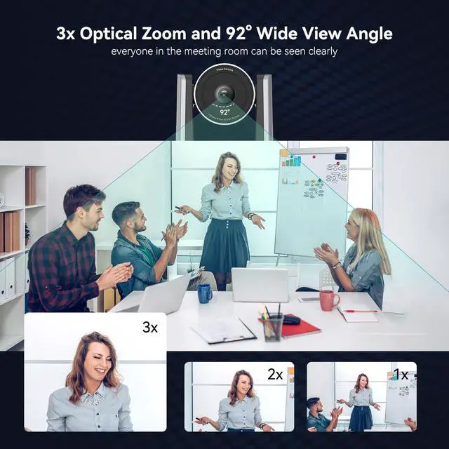 Alt view image 5 of 5 - 4K PTZ Camera AI Auto Tracking 3X Optical Zoom 92 Wide View Angle,USB 3.0 and HDMI Conference room Camera 4K Work with Zoom OBS Teams YouTube,Facebook for for Church, Worship, Education, Conferences