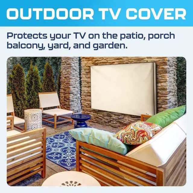 Alt view image 2 of 5 - Garnetics Outdoor TV Cover 65 Inch Waterproof, Weatherproof TV Enclosures with Smart Shield Screen Protectors, Ideal for Outdoor Use, Moving, and Storage - Beige
