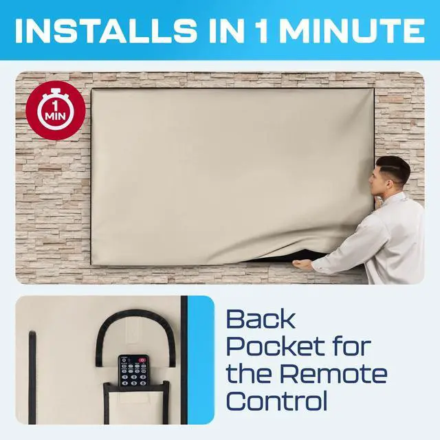 Alt view image 4 of 5 - Garnetics Outdoor TV Cover 65 Inch Waterproof, Weatherproof TV Enclosures with Smart Shield Screen Protectors, Ideal for Outdoor Use, Moving, and Storage - Beige