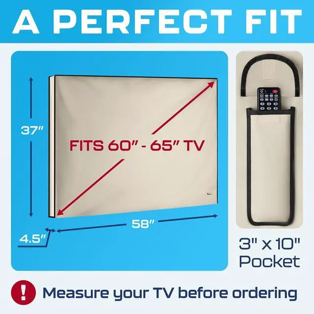 Alt view image 3 of 5 - Garnetics Outdoor TV Cover 65 Inch Waterproof, Weatherproof TV Enclosures with Smart Shield Screen Protectors, Ideal for Outdoor Use, Moving, and Storage - Beige