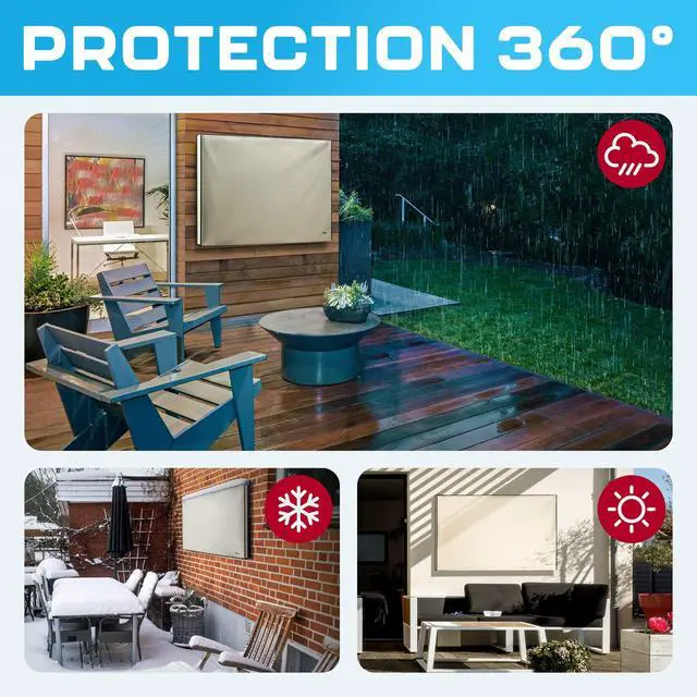 Alt view image 5 of 5 - Garnetics Outdoor TV Cover 65 Inch Waterproof, Weatherproof TV Enclosures with Smart Shield Screen Protectors, Ideal for Outdoor Use, Moving, and Storage - Beige