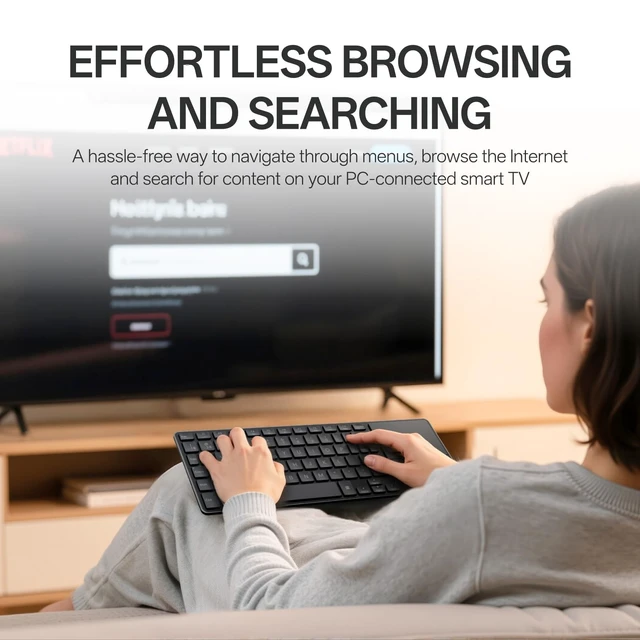 Alt view image 2 of 5 - Rapoo Mini Wireless Keyboard with Touchpad, Multi-Device HTPC Keyboard for PC-Connected TV/Tablet/Steam Deck/Gaming Console/Raspberry Pi/Mini PC - Support Touch Gestures for Windows & Mac