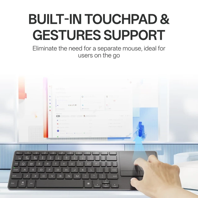 Alt view image 4 of 5 - Rapoo Mini Wireless Keyboard with Touchpad, Multi-Device HTPC Keyboard for PC-Connected TV/Tablet/Steam Deck/Gaming Console/Raspberry Pi/Mini PC - Support Touch Gestures for Windows & Mac