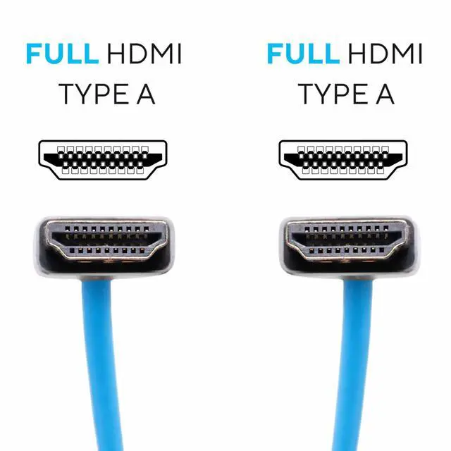 Alt view image 2 of 4 - KONDOR BLUE ^^ 7' Full HDMI 2.0 Straight Braided Cable ^^ Type A Male to Male, 4K 60Hz 18Gbps, HDR, 3D, Reinforced ^^ for On-Camera Monitors & Recorders ^^ Blue