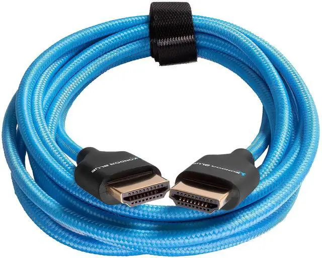 Main image of KONDOR BLUE ^^ 7' Full HDMI 2.0 Straight Braided Cable ^^ Type A Male to Male, 4K 60Hz 18Gbps, HDR, 3D, Reinforced ^^ for On-Camera Monitors & Recorders ^^ Blue