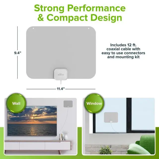 Alt view image 3 of 5 - Mohu Leaf New Look, Warm Grey Design Ultra-Thin Indoor TV Antenna, UHF VHF, 40-Mile Range, Multi-Directional, 4K UHD, NEXTGEN TV - w/ 12 ft. Cable