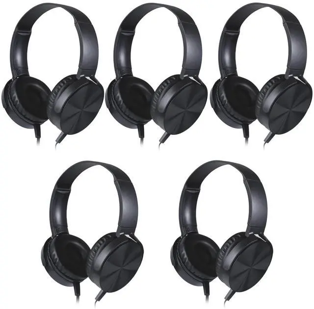 Main image of 5 Pack Kids Headphones Bulk for School Classroom, Durable Students Wired Headset for Children Toddler Teen Boys Girls and Adult, Comfort On Ear Earphones for Laptop PC Chromebook (LS450, 5 Black)