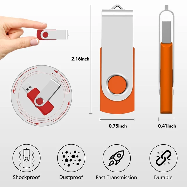 Alt view image 3 of 5 - 256MB USB Flash Drive 100 Pack, AreTop Premium USB2.0 Swivel Memory Stick