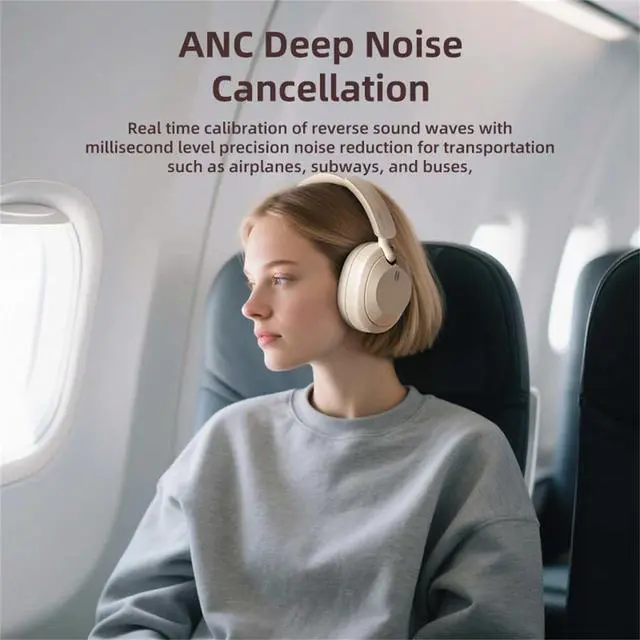 Alt view image 5 of 5 - BYDGUMEI L70 Noise-Cancelling Headphones, Wireless Over-Ear Bluetooth Headphones, 50-Hour Playback Time, High-Resolution Audio, Bass, Memory Foam Ear Cups, Travel, Office, USB-C Charging (Purpl