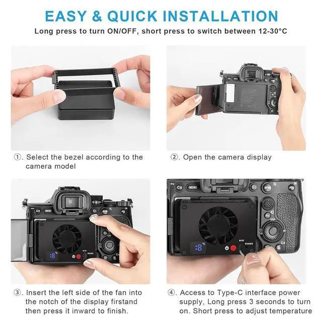 Alt view image 5 of 5 - Mcoplus CF-02 Semiconductor Radiator Camera Heatsink Cooler Fan for Sony for Cano for Fuji for Nikon, Camera Cooling Fan for A7M4 ZVE1 A6700 A7C2 ZV E10 ZV1 for XT4 for R6 R7(Without Digital Display)