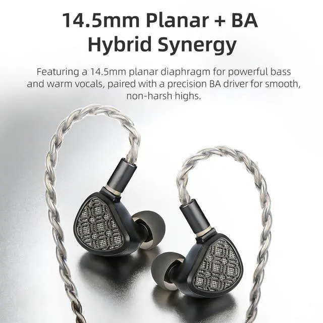Alt view image 2 of 5 - Kefine Arnar 14.5mm Planar Magnetic & Knowles BA Drivers IEM Earphones, Hybrid in-Ear Monitors, HiFi Earbuds with 3 Tuning Nozzles, Detachable Silver-Plated Cable,3.5mm/4.4mm Interchangeable Plugs