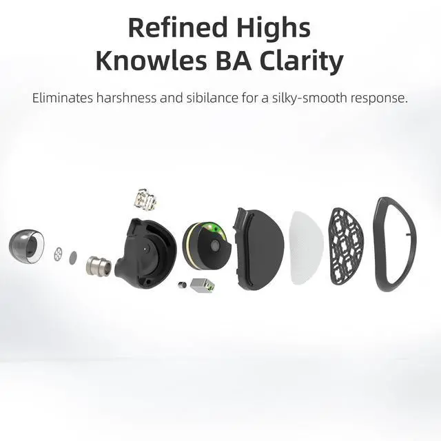 Alt view image 3 of 5 - Kefine Arnar 14.5mm Planar Magnetic & Knowles BA Drivers IEM Earphones, Hybrid in-Ear Monitors, HiFi Earbuds with 3 Tuning Nozzles, Detachable Silver-Plated Cable,3.5mm/4.4mm Interchangeable Plugs