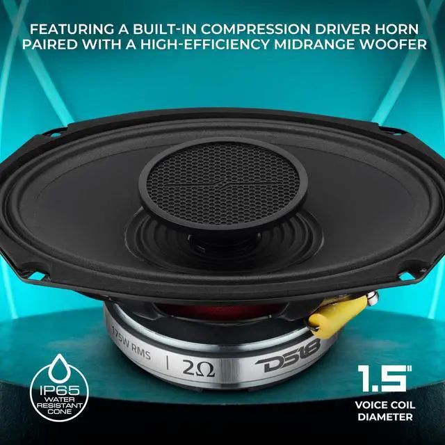 Alt view image 4 of 5 - DS18 PRO-HY69.2MSL 6x9 Slim Hybrid Loudspeaker 2-Ohm ^^ 2-Way Speaker with Titanium Compression Driver ^^ IP65 Water-Resistant ^^ High Sensitivity 97dB ^^ 175W RMS