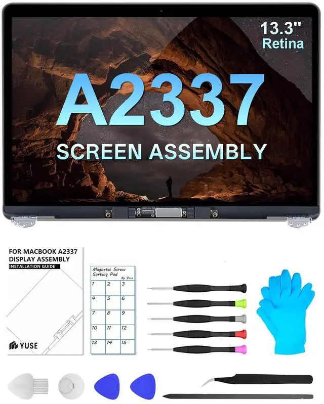 Main image of Replacement Screen 13.3" for MacBook Air 13-inch A2337 M1 2020 Year (Model: EMC 3598 MGN93 MGNA3 MGND3 MGNE3 MGN63 MGN73) Full LCD Screen Display Assembly (Silver)