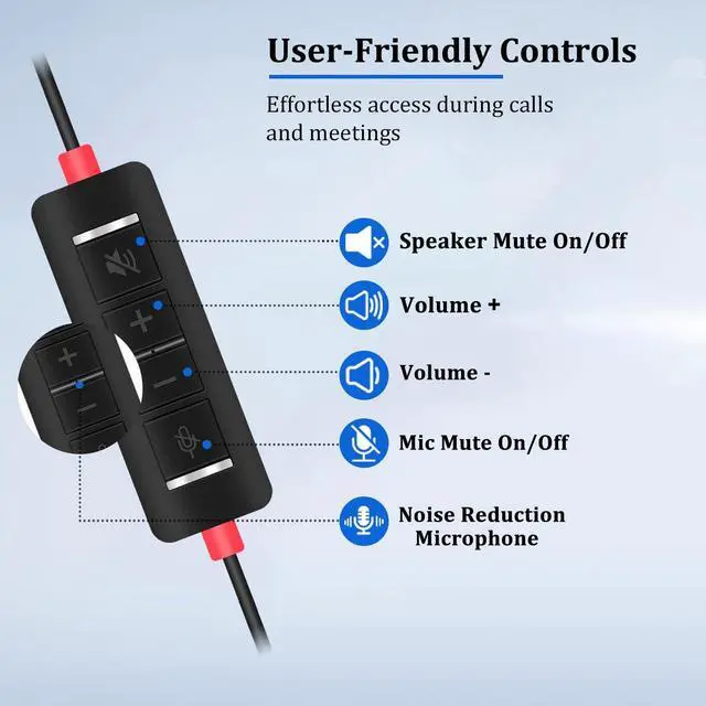 Alt view image 3 of 5 - Xintronics USB Headset with Microphone for PC, Wired USB Headphones with ENC Dual Noise Cancelling Microphone, Computer Headset for PC Laptop Mac Skype Zoom Video Meeting