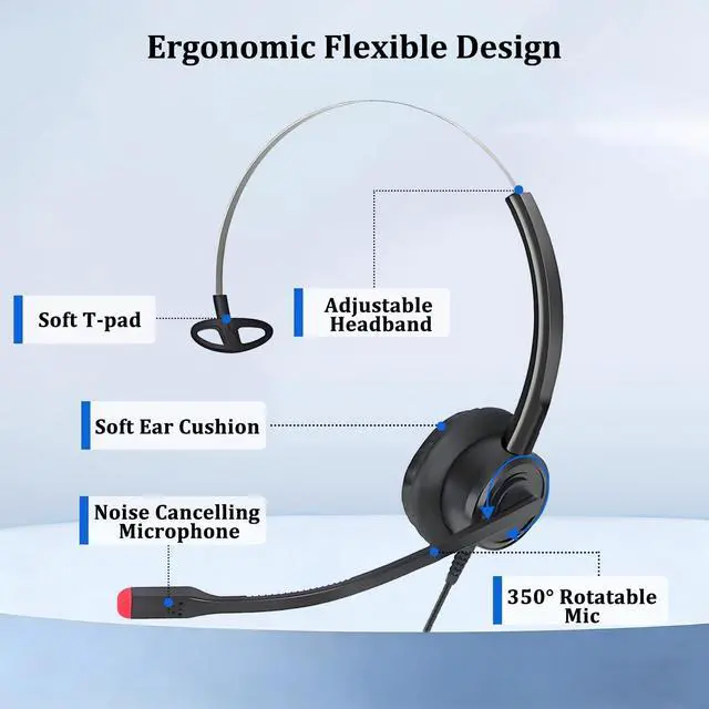 Alt view image 5 of 5 - Xintronics USB Headset with Microphone for PC, Wired USB Headphones with ENC Dual Noise Cancelling Microphone, Computer Headset for PC Laptop Mac Skype Zoom Video Meeting
