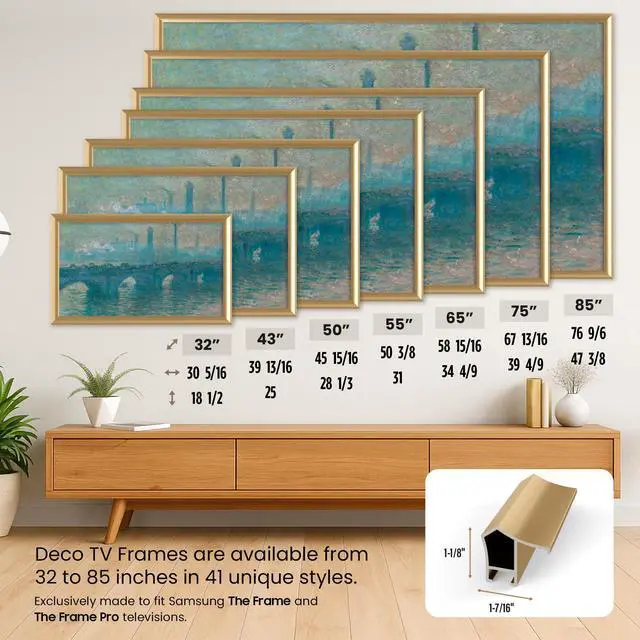 Alt view image 5 of 5 - Pale Gold Prismatic 75" Alloy Deco TV Frame - Compatible ONLY with Samsung The Frame TV and Pro TVs (Fits 2021-2026, LS03A, LS03B,LS03C,LS03D,LS03FA,LS03FW)