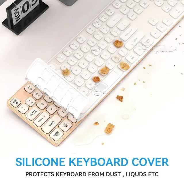 Alt view image 2 of 5 - B.FRIENDIT Rechargeable Wireless Keyboard for Mac and Windows, Ultra Slim 2.4GHz Full-Size Keyboard with Low-Profile Quiet Keys, Compatible with PC, Laptop, Windows 11/10/8/7 (Milk Tea)