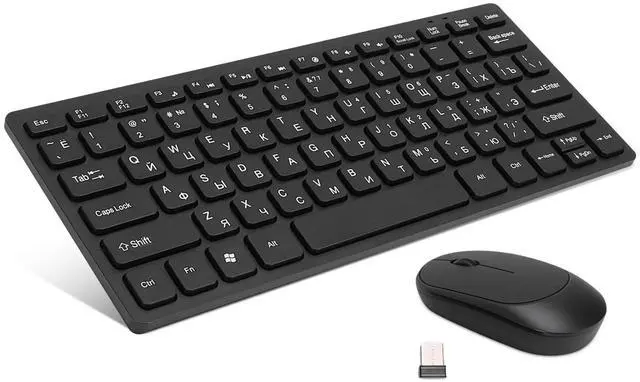 Main image of Yoidesu Wireless Russian Keyboard and Mouse Combo 78 Key Slim 2.4G Set with Silent Mouse and USB Receiver for PC Laptop Home Office Use, Mini Wireless Keyboard and